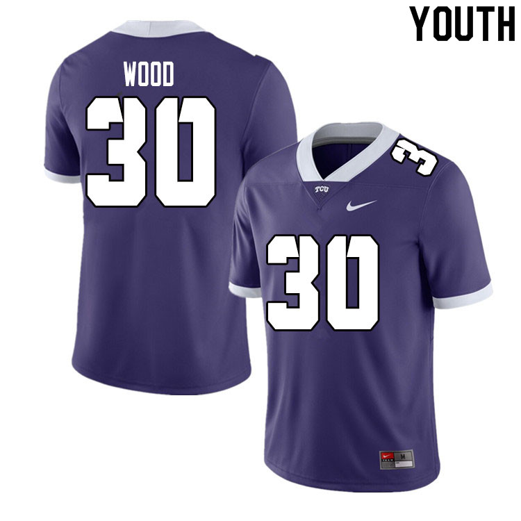 Youth #30 Alijah Wood TCU Horned Frogs College Football Jerseys Sale-Purple